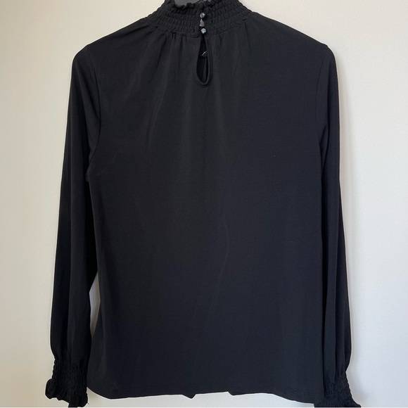 Adrianna Papell Black High Neck Blouse with Ruffle Cuffs Size Small - Picture 1 of 14